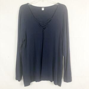 Old Navy Long Sleeve Criss Cross Blue Top Size Large